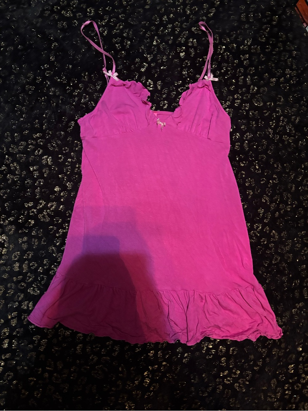 Jenni Bright Fuchsia Ruffle-Trimmed Sleep Dress Lingerie Intimates